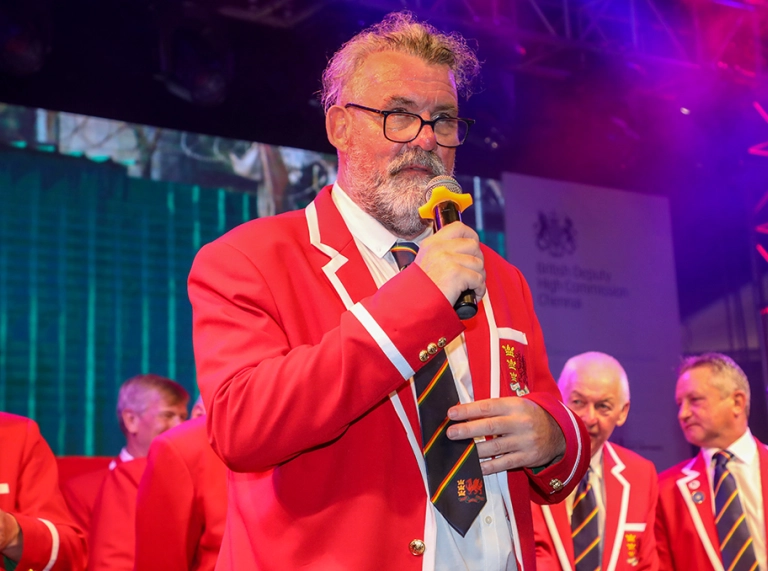 Man singing on microphone